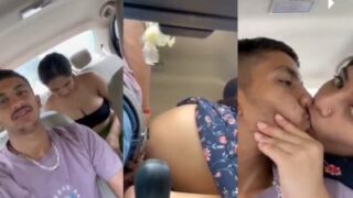 Gadis menggoda kekasihnya di dalam mobil dan menikmati seks liar di alam terbuka