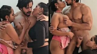 Video panas threesome brutal, dua cewek ngentot bareng satu cowok