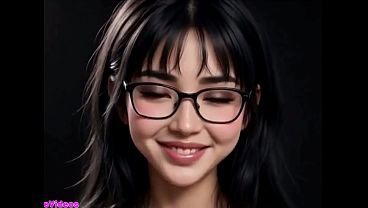 Gadis Tionghoa cantik menjulurkan lidahnya untukmu, animasi AI yang menggoda