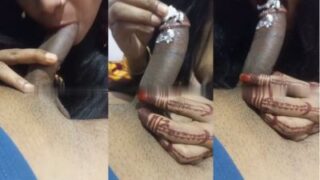 Cewek nakal kasih blowjob ala India, kontol penuh krim basah